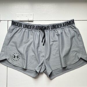 Under Armour athletic shorts, gray, size large (although tag has been removed)